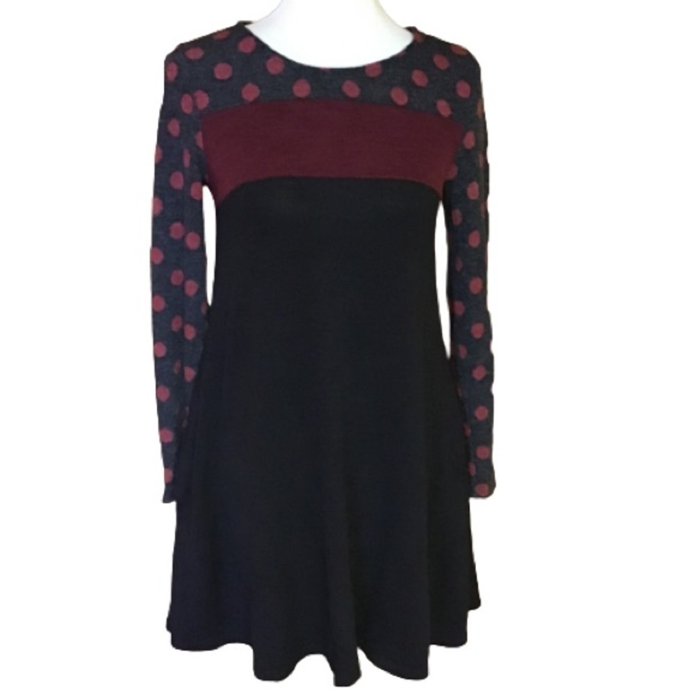 Polka dots n stripes sweater dress